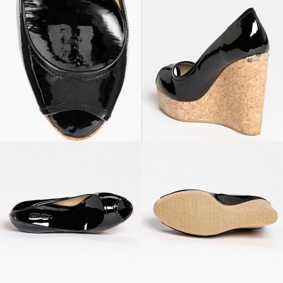 Jimmy Choo💕Patent Black Cork Wedge Pump 9.5 - Picture 4 of 8
